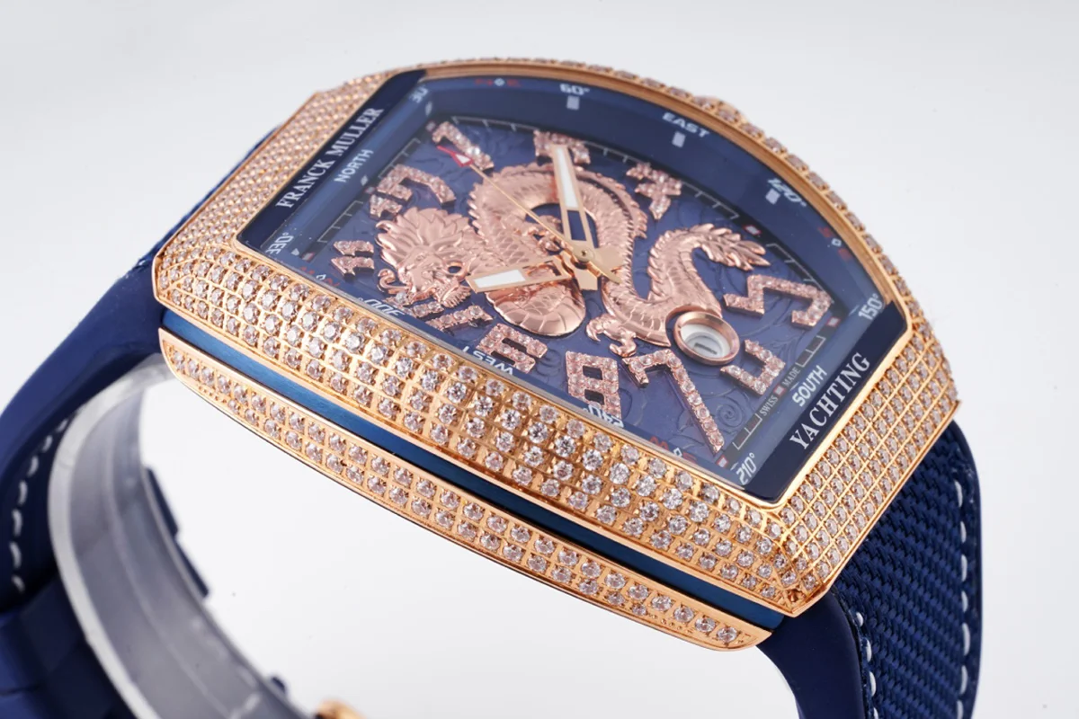 Vanguard Yachting Dragon V45YT Blue Dial with Diamond Bezel in Rose Gold