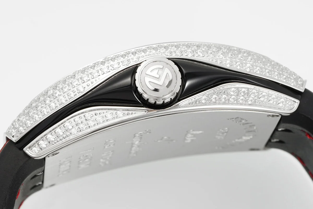 Vanguard Yachting Dragon V45YT Red Dial with Diamond Bezel on Red Leather Strap