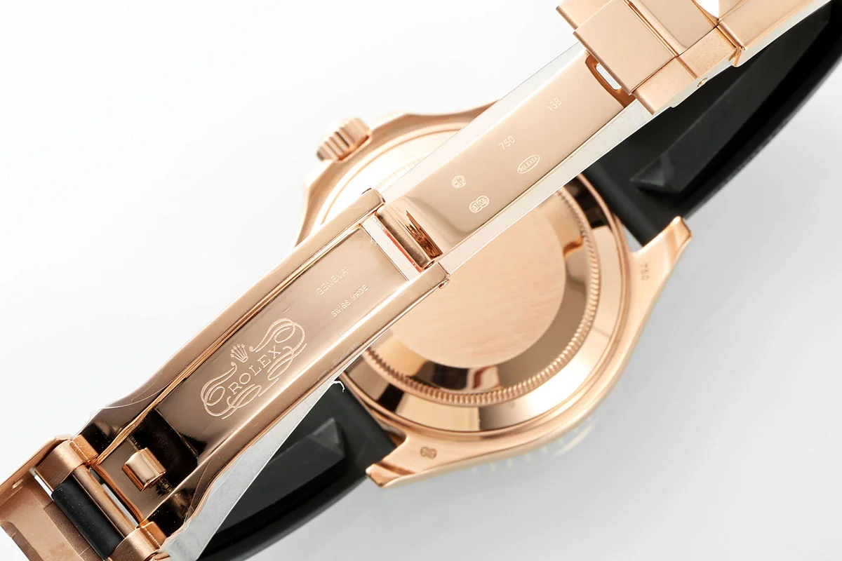 Yacht Master 40 Black Dial with Rainbow Diamond Bezel in Rose Gold