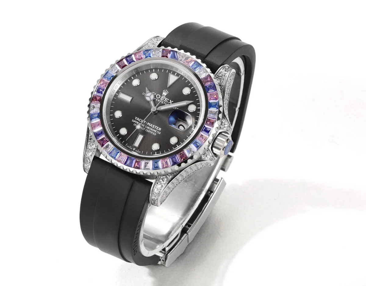 Yacht Master 40 Grey Dial with Rainbow Diamond Bezel