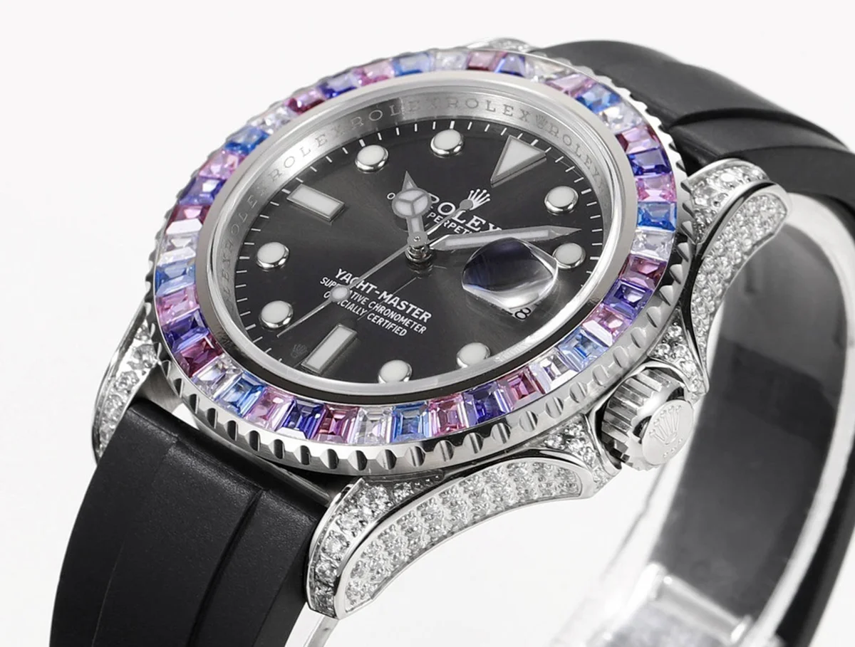 Yacht Master 40 Grey Dial with Rainbow Diamond Bezel